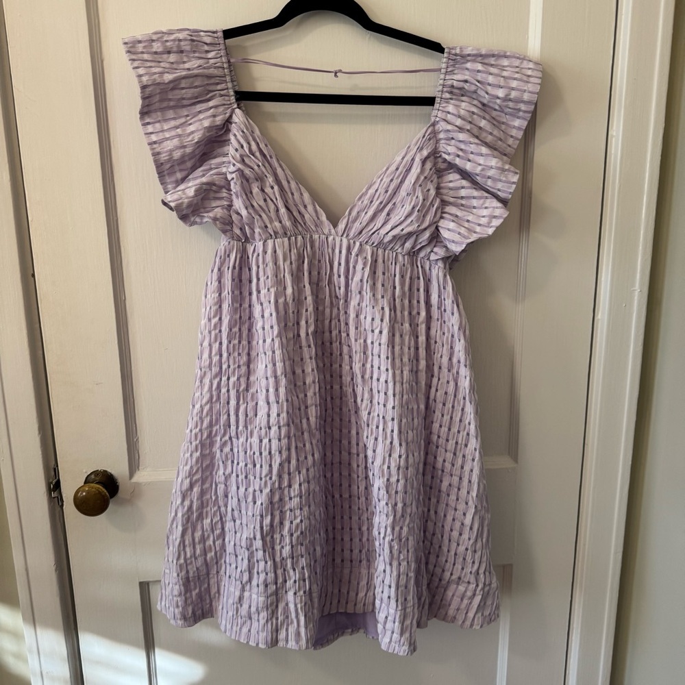 day + moon Lavender Gingham Textured Dress - Picture 2 of 4